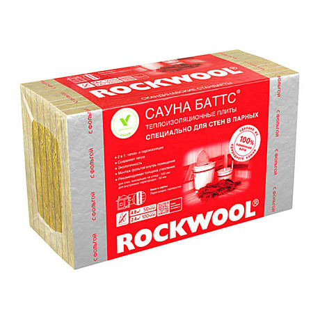 Утеплитель Rockwool Сауна Баттс 1000х600х50 мм, 8 шт